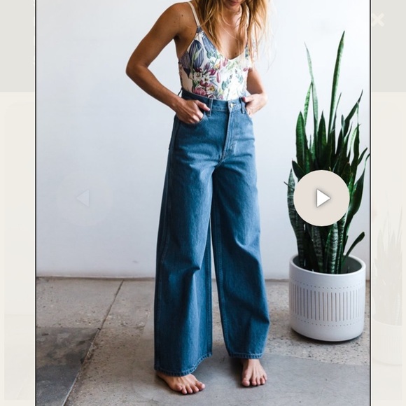 B SIDES Blue Wide Leg Jeans Claude Lasso Barrel 29 - Picture 3 of 11